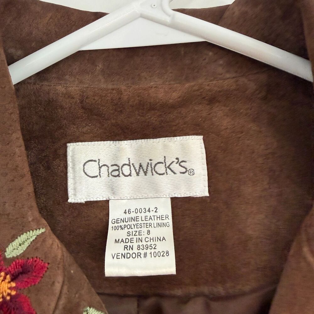 Vintage Suede Jacket Western Cropped Cowgirl Rodeo Brown Embroidered Women Sz 8 - Picture 9 of 13